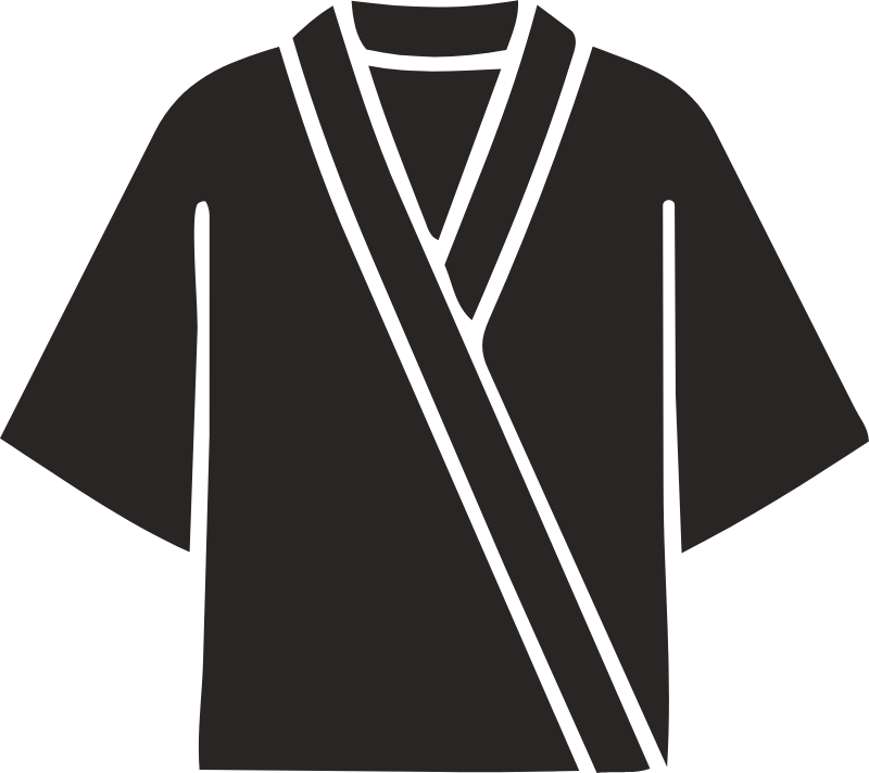 剣道着の紋様アイコン。黒い半袖の道着に紐が交差した前合わせが描かれている。